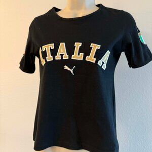 Puma Italia T-Shirt 🇮🇹 Slim Fit Cotton Stretch Black | Early 2000s | Size M